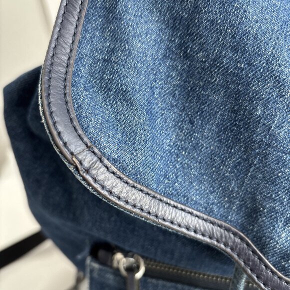 Rebecca Minkoff Denim Backpack Julian Style Vintage 2014-2016 Rare Hook Closure - Picture 13 of 16